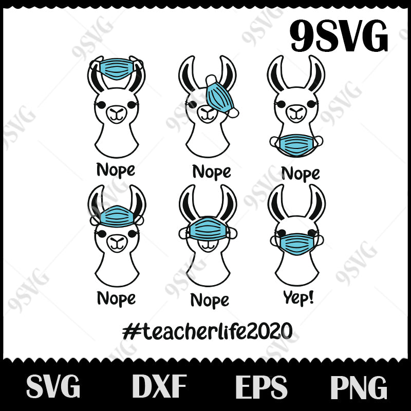 Download Llama Wear Face Mask Svg Teacher Life Svg Teacher Svg Png Eps Dxf 99svg