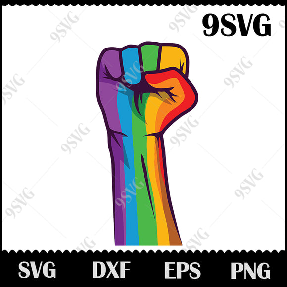 Download Fist Hand Pride Symbol Rainbow Svg Rainbow Flag Svg Lgbt Svg Png E 9svg