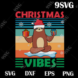 Download Christmas Vibes Svg Santa Sloth Yoga Svg Cute Christmas Sloth Png 99svg