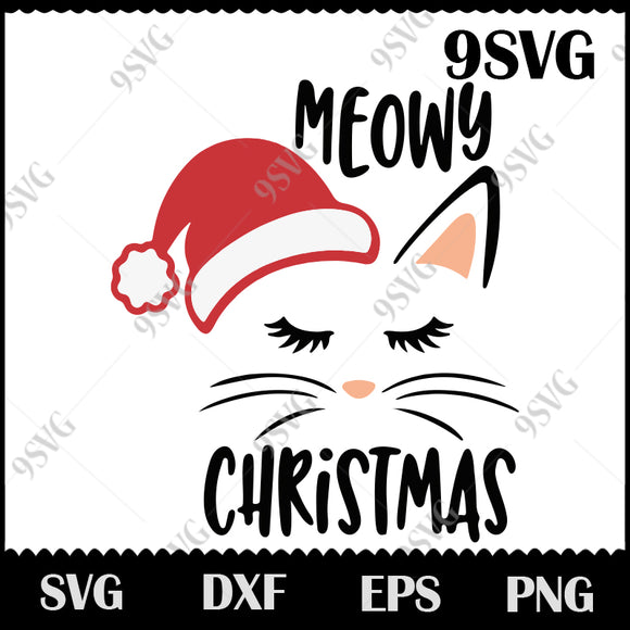 Download Meowy Christmas Svg Cat Christmas Svg Cat Wear Santa Hat Svg Png D 9svg