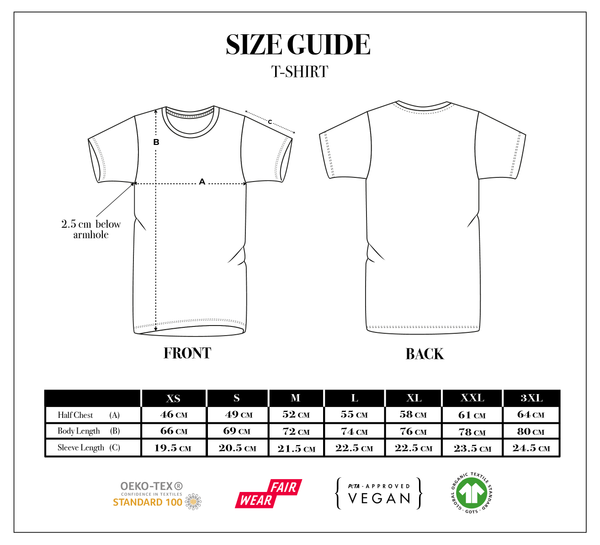 T-shirt Size Guide – KUMI Sneakers