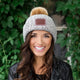 Black Speckled Pom Beanie (Natural Pom)