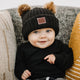 Toddler Black Double Pom Beanie