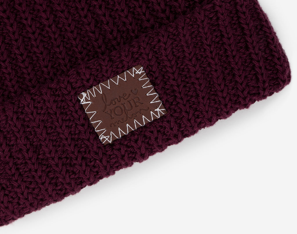 Burgundy Baby Pom Beanie