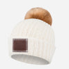 Kids White Speckled Pom Beanie (Natural Pom)