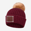 Kids Burgundy Pom Beanie (Natural Pom)