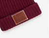 Kids Burgundy Pom Beanie (Natural Pom)