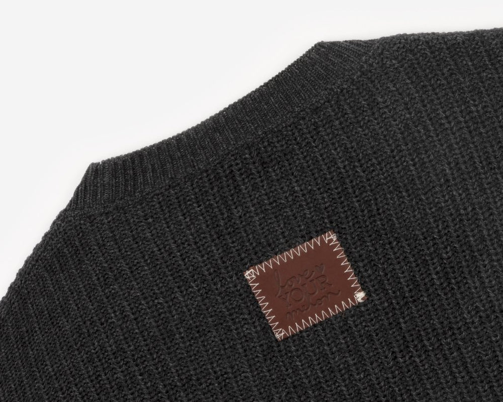 Dark Charcoal Knit Crewneck Sweater
