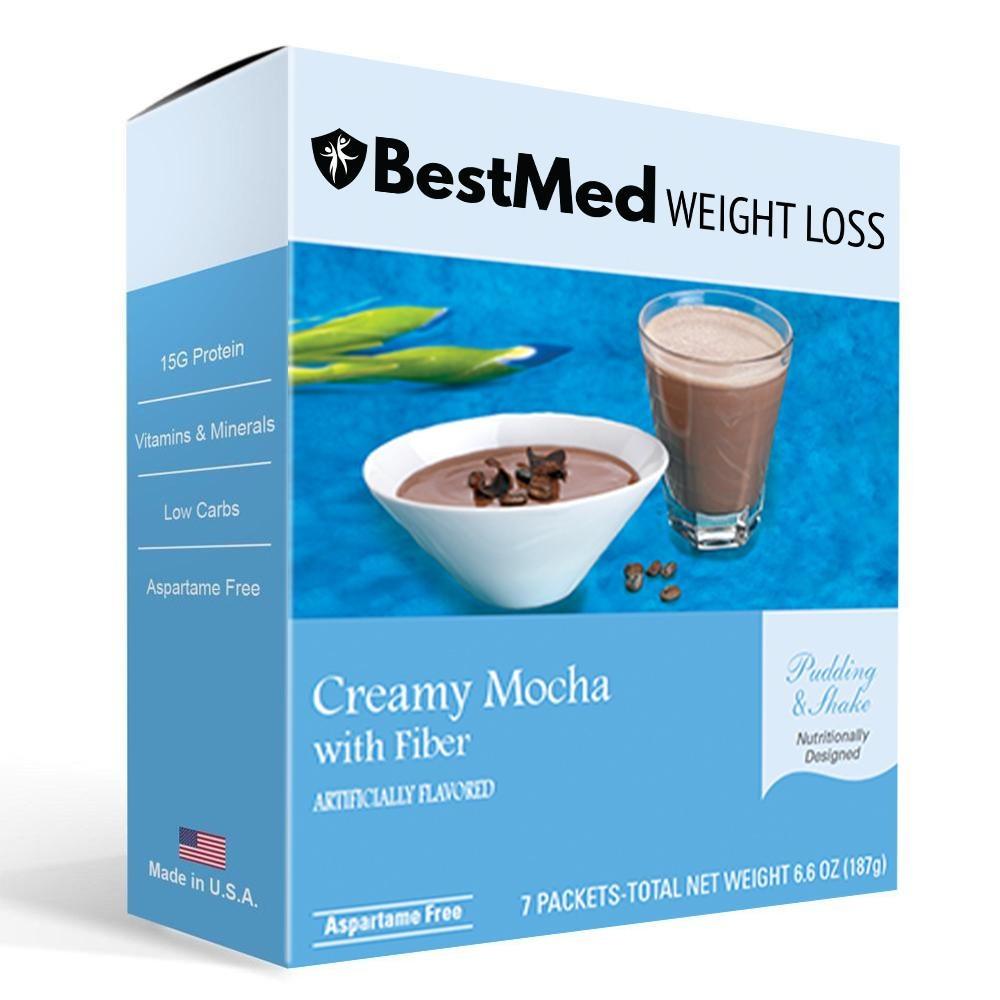 BestMed - Creamy Mocha With Fiber - Pudding & Shake | Aspartame Free (7/Box) - BestMed Weight Loss product image