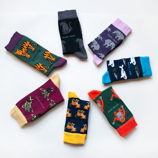 A collection of Bare Kind sock demonstrating the benefits of using Bamboo for socks