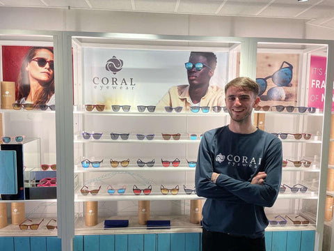 Display of Coral Eyewear with founder George Bailey