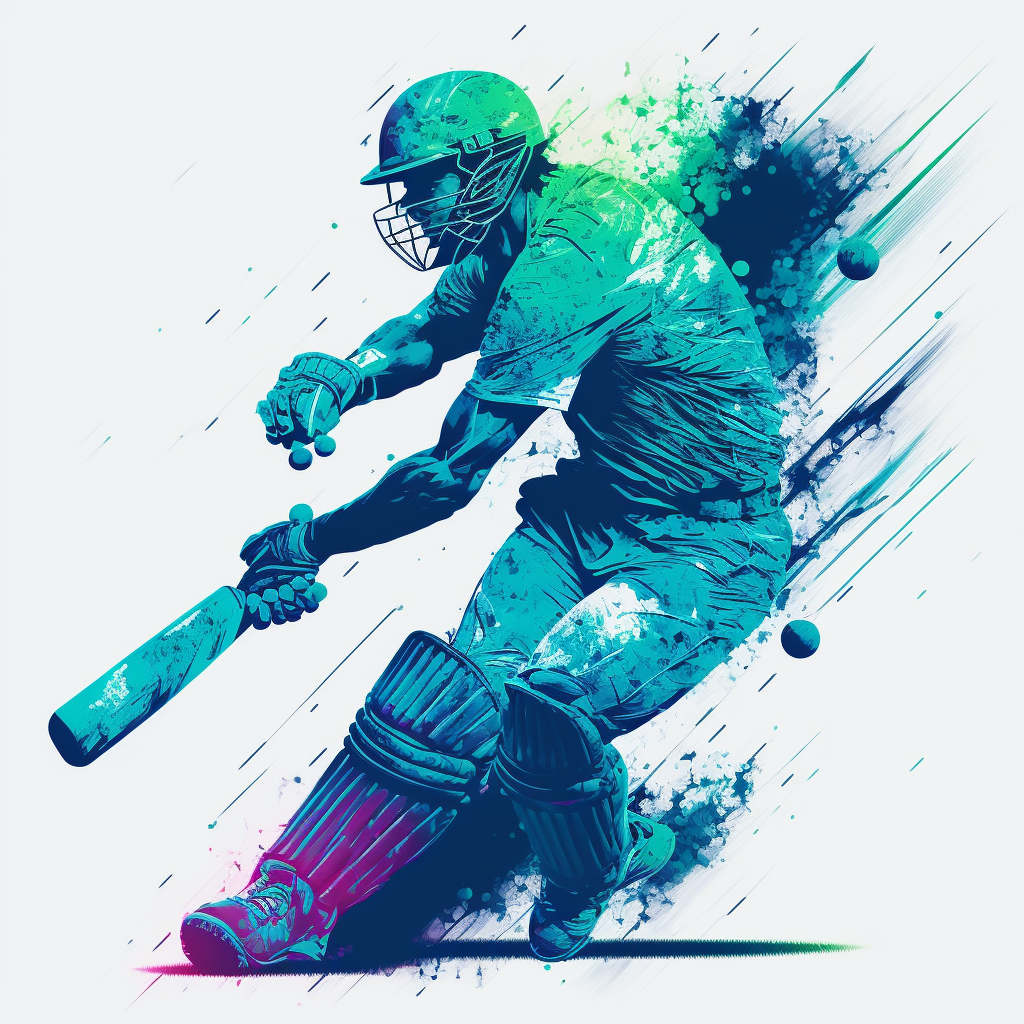 Alvio's Summer of Sports & retail collaborations – Abstract artwork of a cricket player.