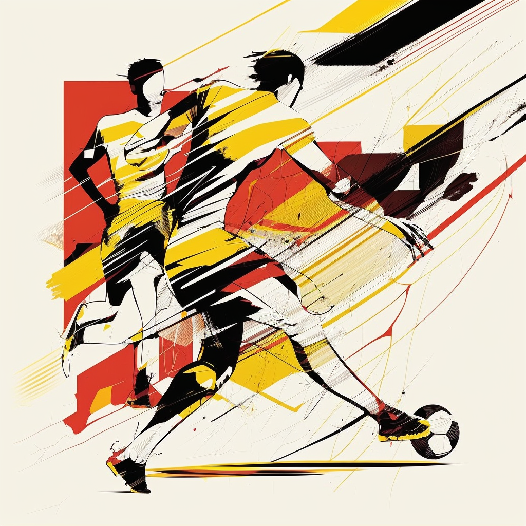 Alvio's Summer of Sports & retail collaborations – Abstract artwork of football players in motion.