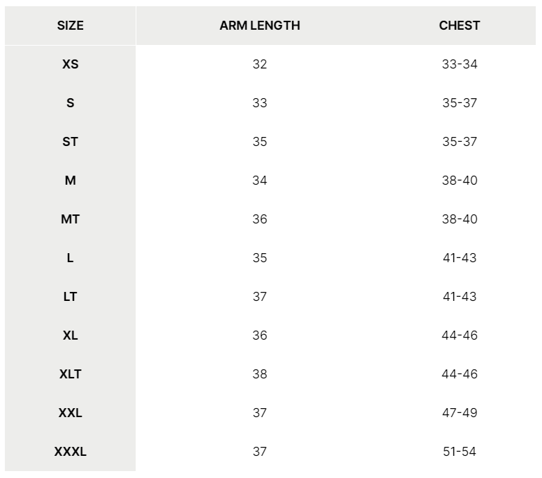 prAna Men's Shirts Size Chart