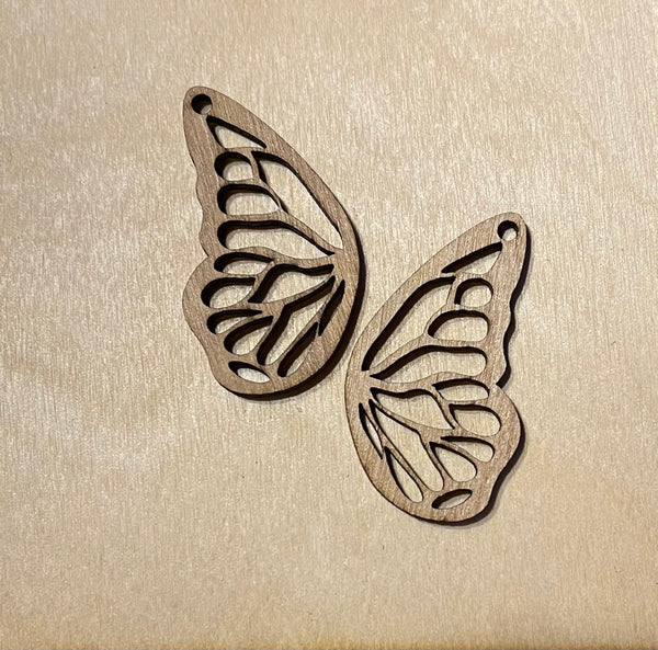 Wings Blank Wood Earrings. DIY jewelry. Unfinished laser cut wood