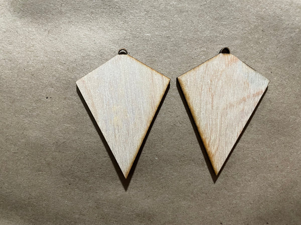 Open Back Upside Down Point Blank Wood Earrings. DIY jewelry