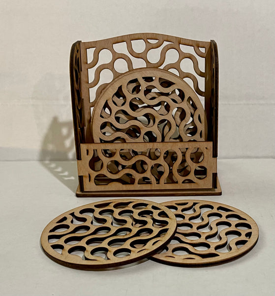 Wood Coaster Blanks and Holder. DIY coaster. Unfinished laser cut