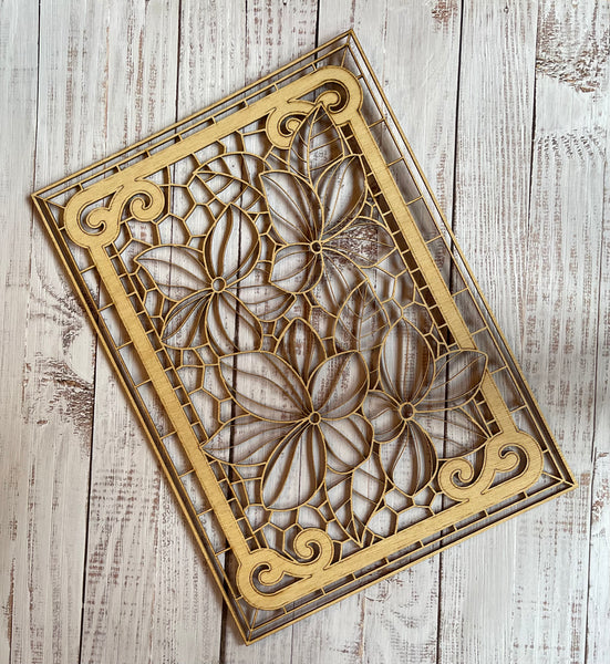 Floral Stained Glass Frame Art Wood Cut Out. Unfinished Wood frame. Re –  Wicked Gold