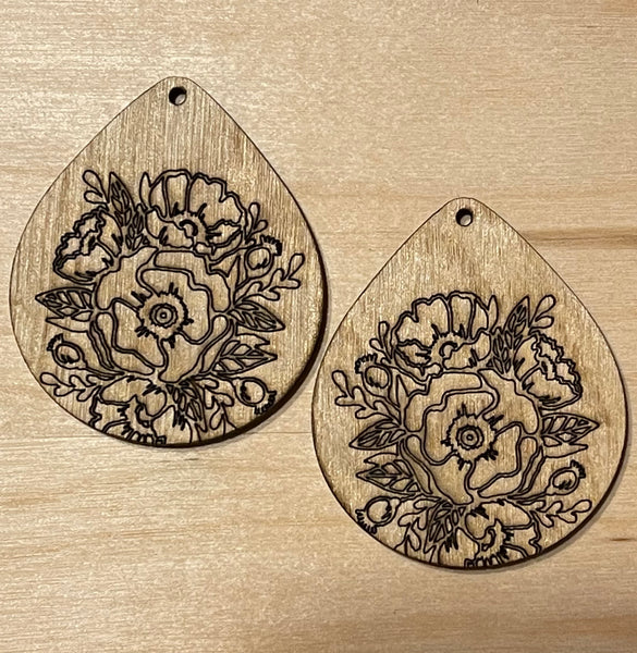 Floral Blank Wood Earrings. DIY jewelry. Unfinished laser cut wood jew –  Wicked Gold