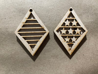 Stars and Stripes Diamond Stacked Blank Wood Earrings. DIY jewelry. Unfinished laser cut wood jewelry. Wood earring blanks. Unfinished wood earrings. Wood jewelry blanks.