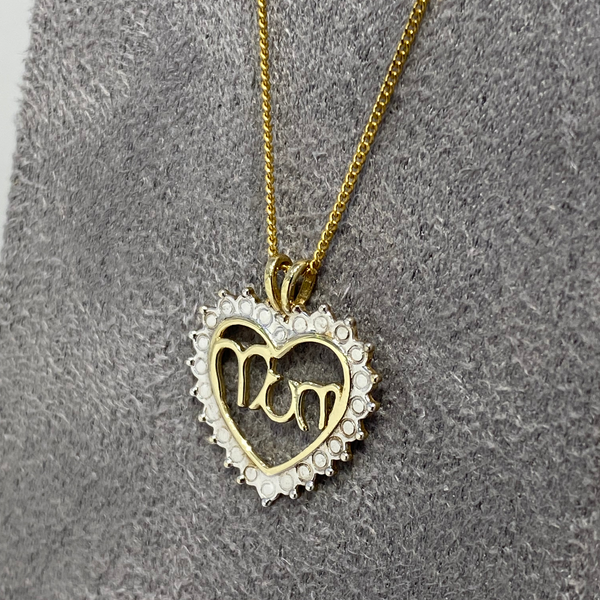 9ct Yellow Gold CZ Love Heart Mum Pendant Necklace 4.0g – My Jewel World