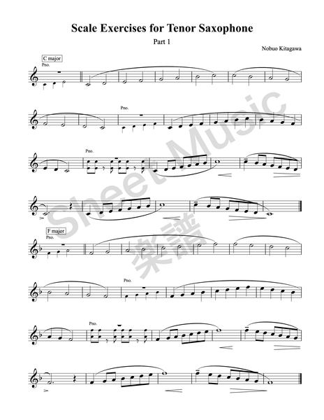 Major Scales for Alto Sax (sheet music) アルトサックスの為の長音階 