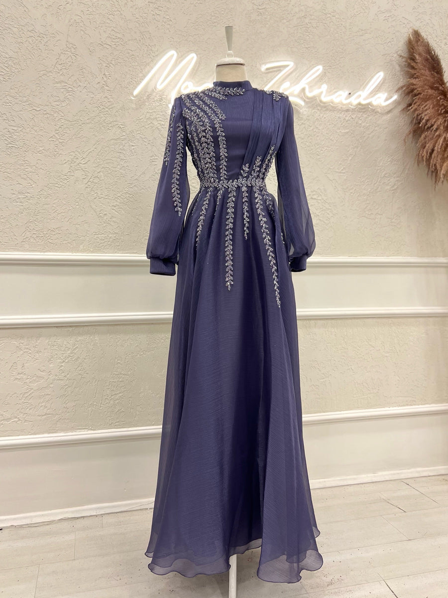 Meyra Islamic Clothing Evening Dress - Purple – ModaZehrada
