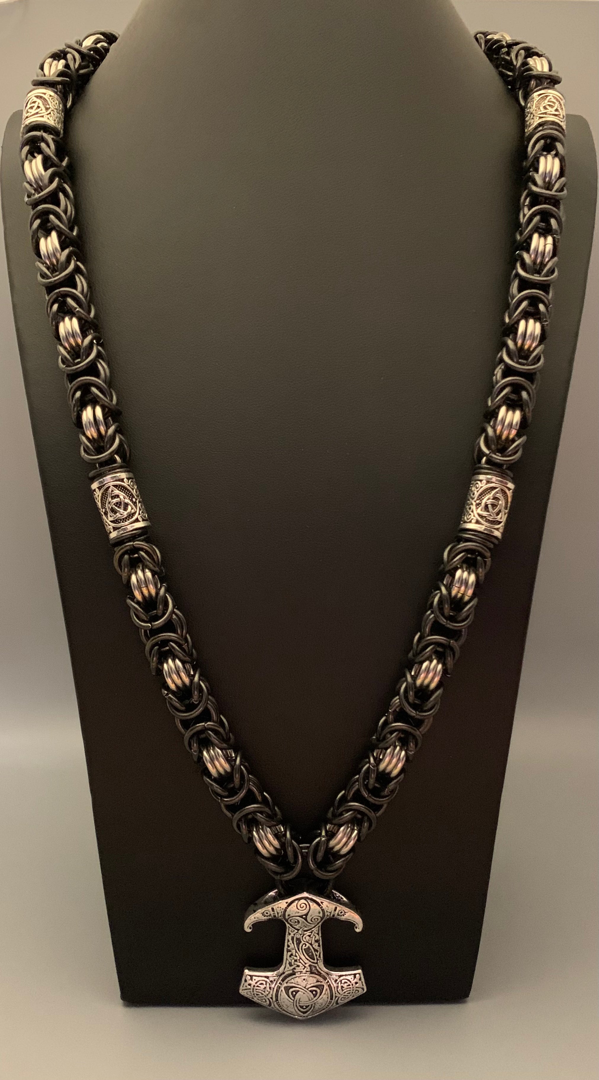 Celtic Mjolnir chainmail necklace