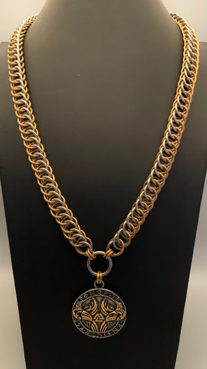 Viking raven rune necklace - Dark Hammer Chainmail 