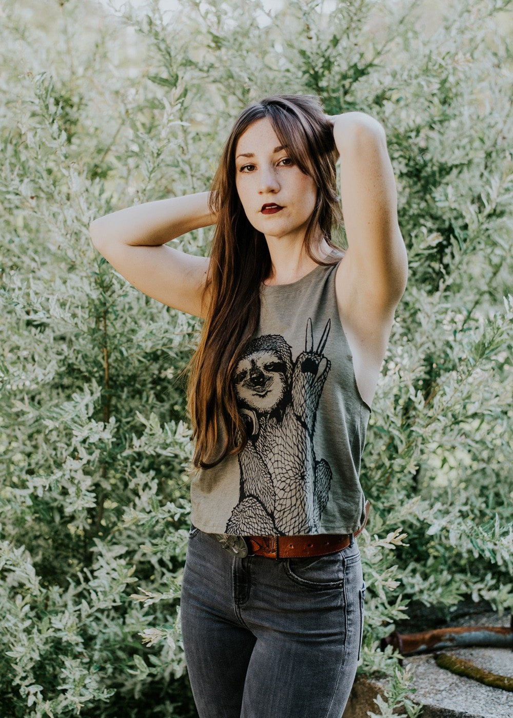 Peace Out Sloth, womens flowy loose tank top, 5% Donated to Wildlife, USA  made – Simka Sol