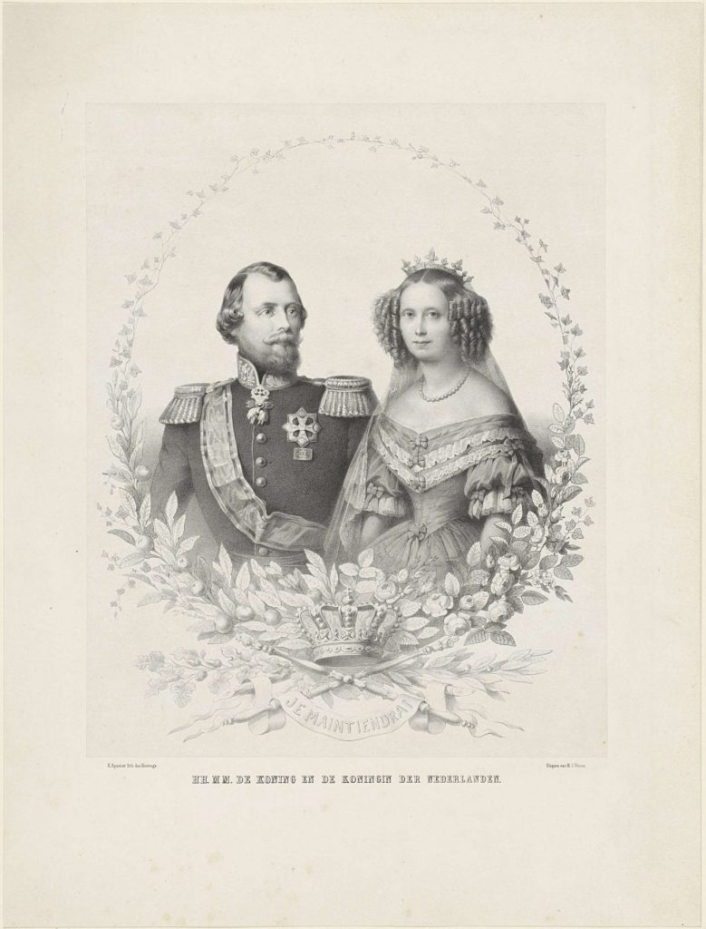 portrait from King Willem III with Queen Sophie