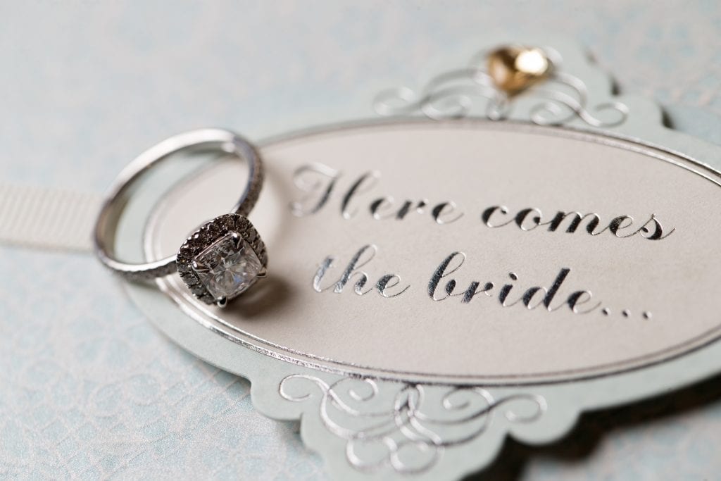 sign here comes the bride engagement ring