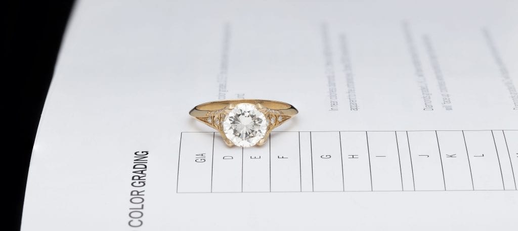 color grading scale with diamond ring