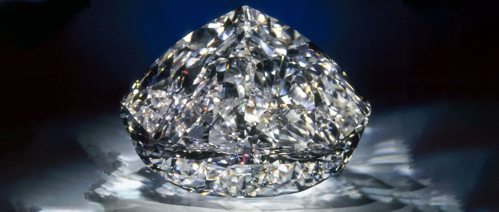 the Centenary Diamond with reflecting light and shiny background