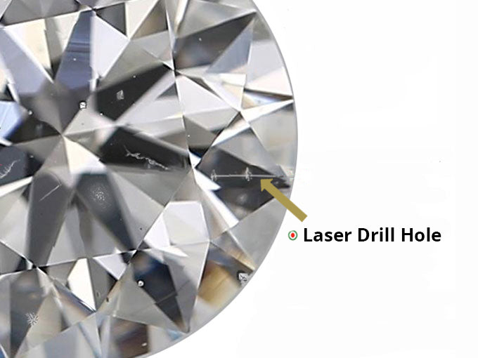 laser drill hole inclusion in a diamond