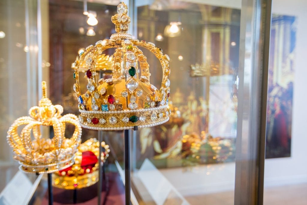 Replicas of diamond crowns at diamond museum amsterdam