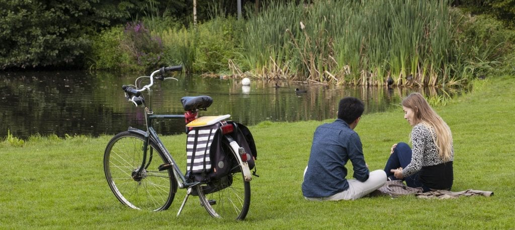 couple relaxing at vondelpark