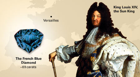 Old map of King Louis XIV the owner of Blue Hope Diamond