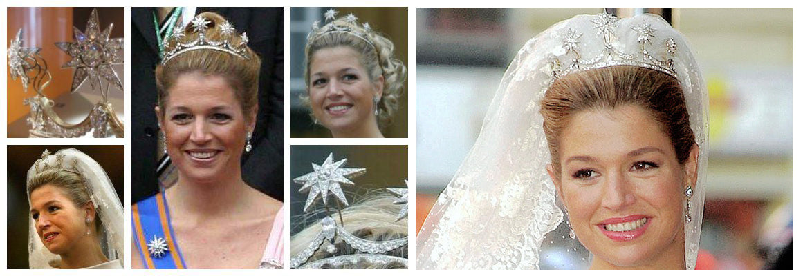 queen maxima wearing diamond stars crown