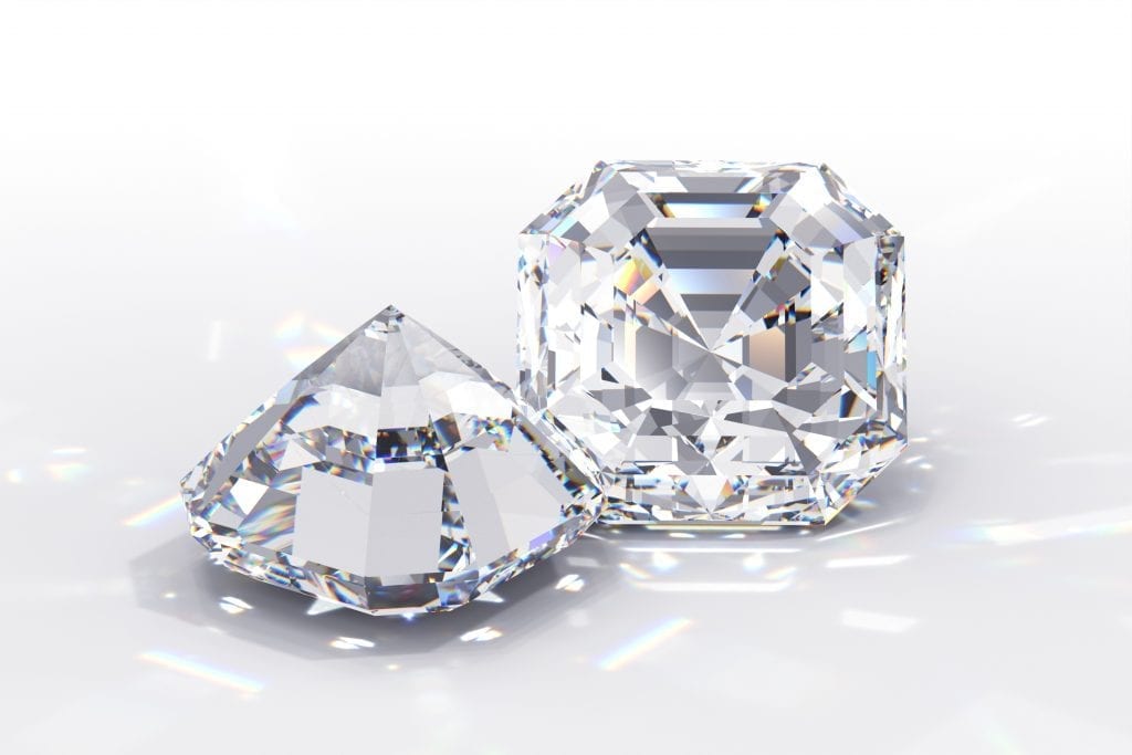 top and bottom view asscher cut diamond