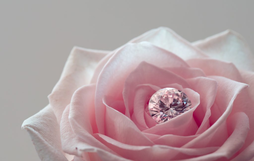 pink brilliant cut diamond in pink rose