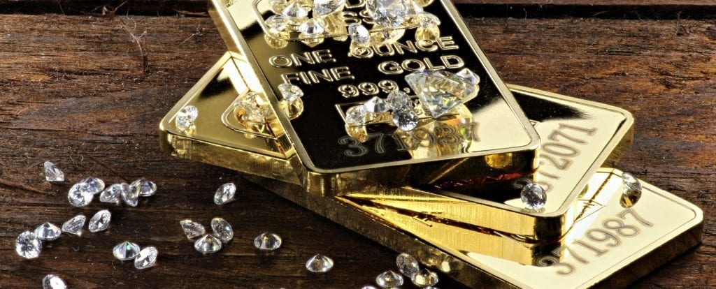 diamonds on gold bars