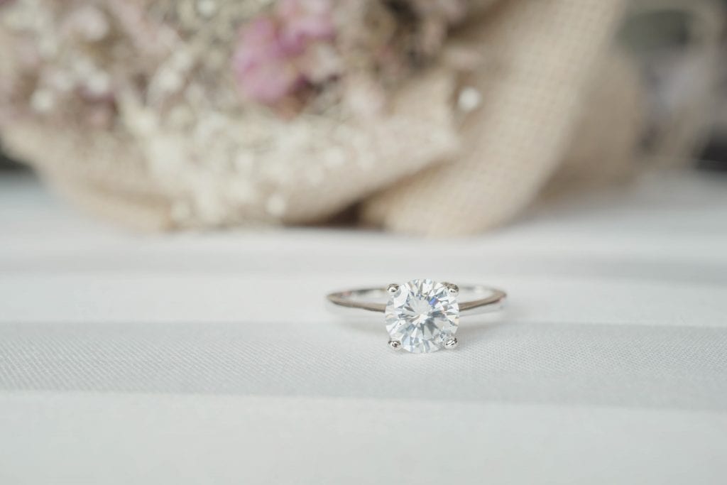 classic white gold engagement ring with four prongs