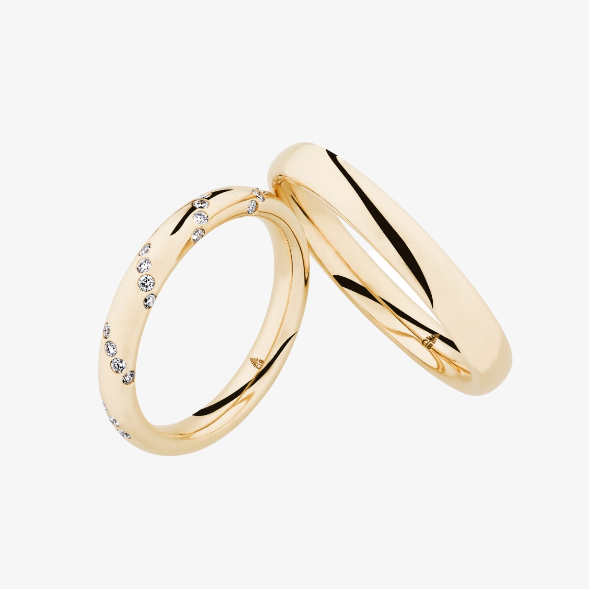 Christian Bauer Diamond & Plain 18K Yellow Gold Wedding Ring - Royal Coster Diamonds