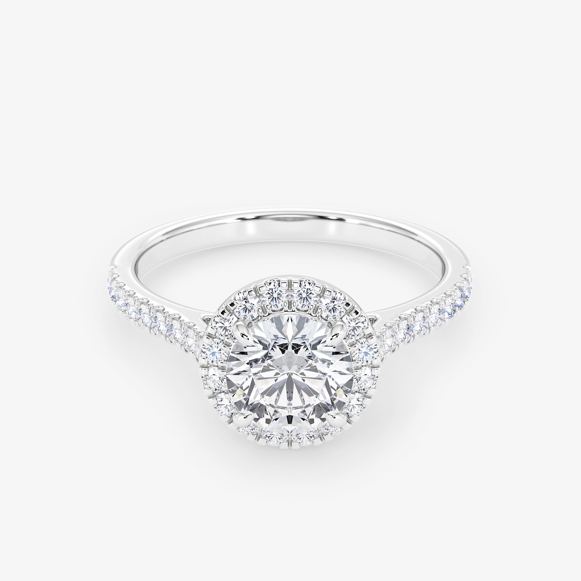 Embellished Halo 0.70 Carat Brilliant Cut Diamond 18K Gold Ring - Royal Coster Diamonds