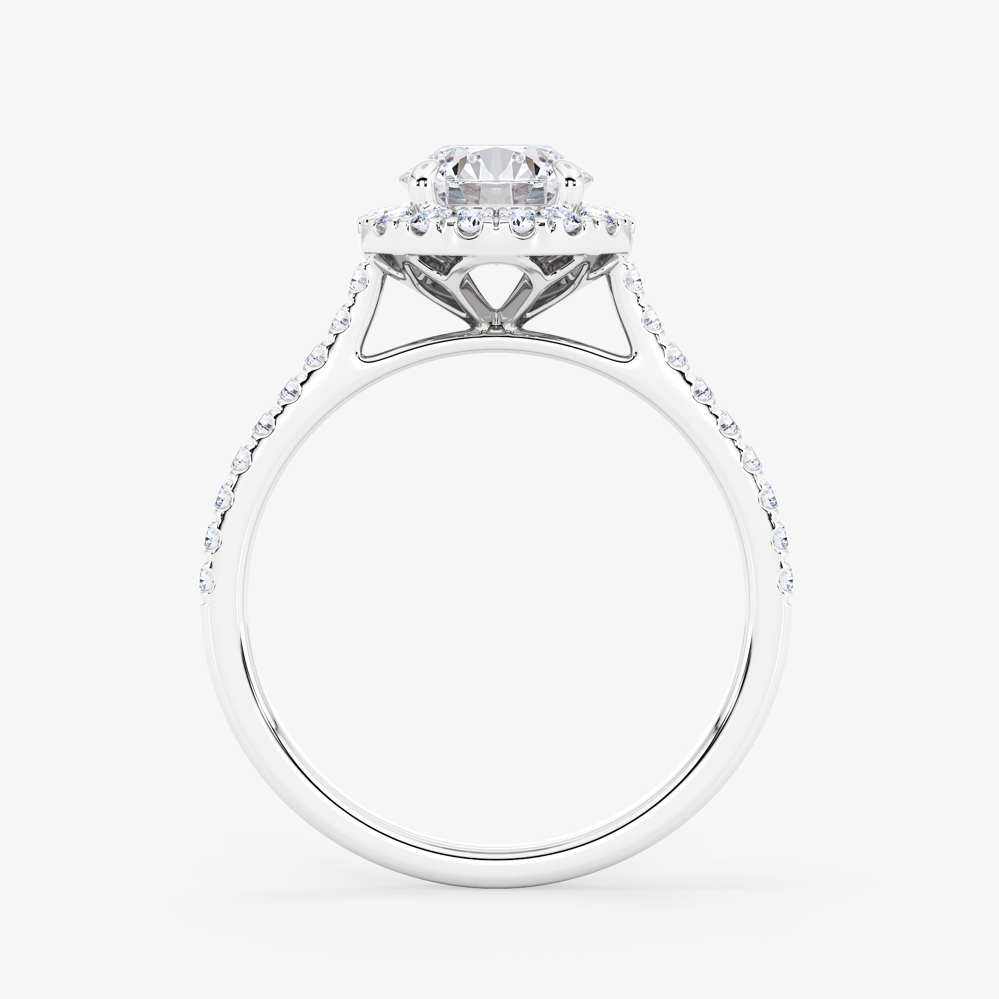 Embellished Halo 0.70 Carat Brilliant Cut Diamond 18K Gold Ring - Royal Coster Diamonds