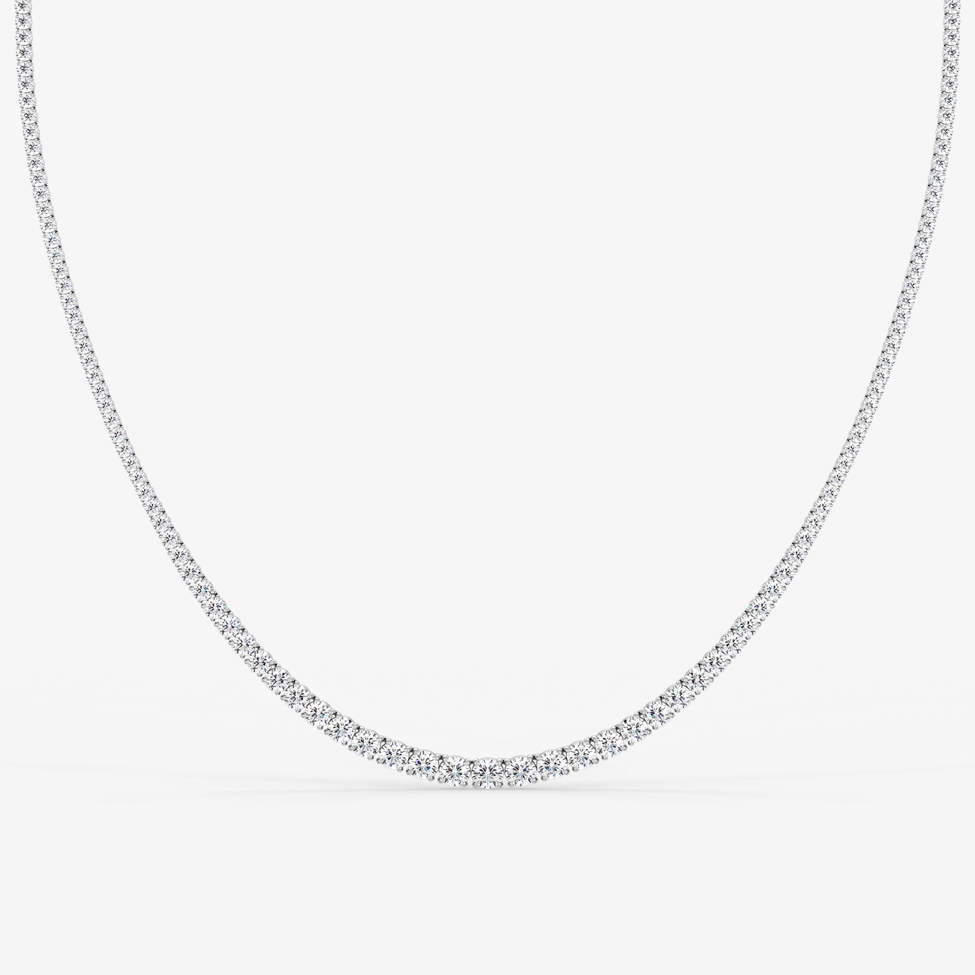 Four Prong Diamond Tennis Necklace (18K Yellow Gold Graduated Necklace Style 1) - Royal Coster Diamonds