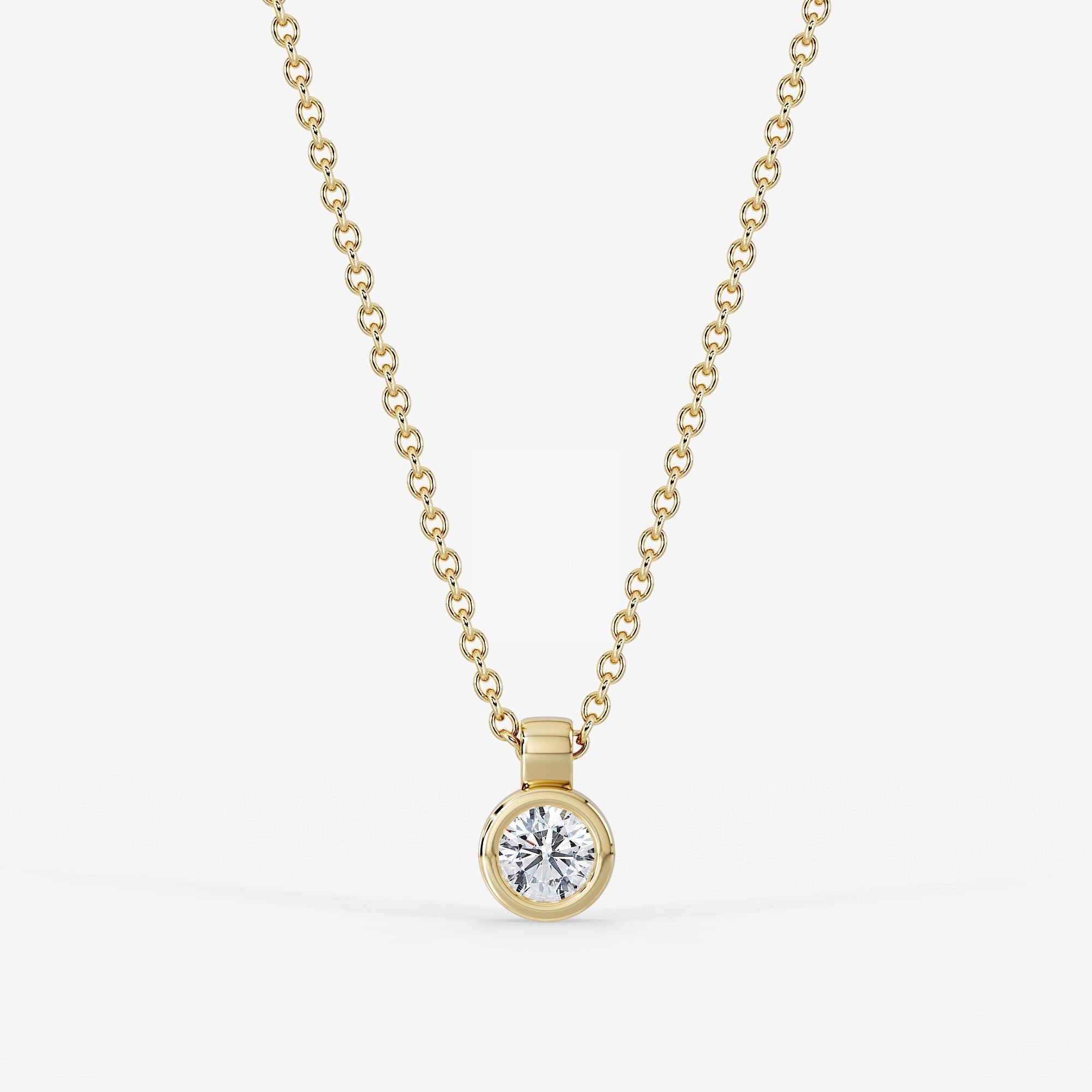 Luna Bezel Solitaire Necklace 18K Yellow Gold - Royal Coster Diamonds