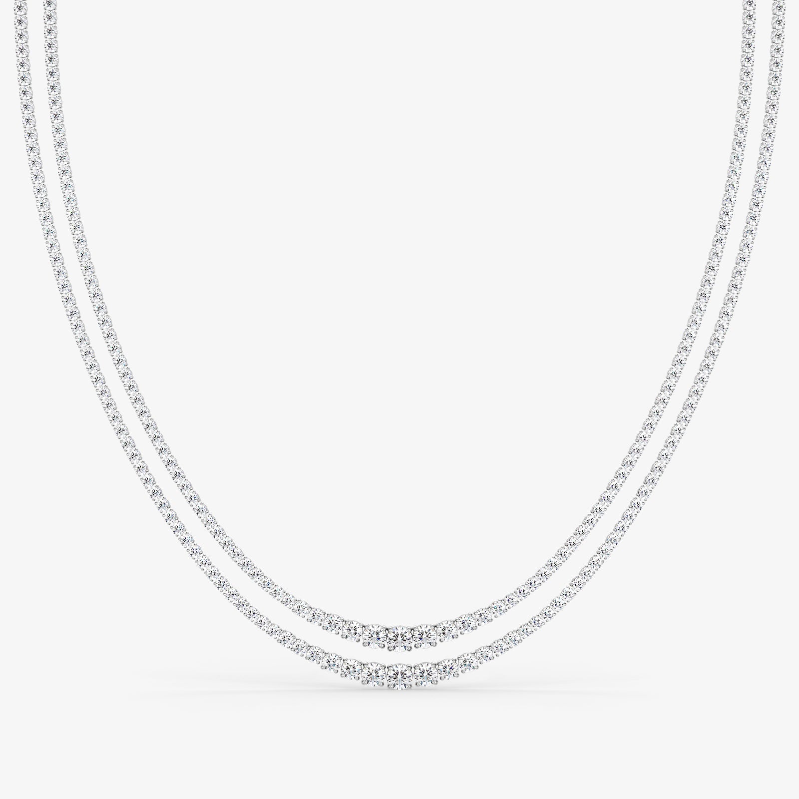 Tennis Double Necklace Brilliant Cut Diamond 18K Gold - Royal Coster Diamonds