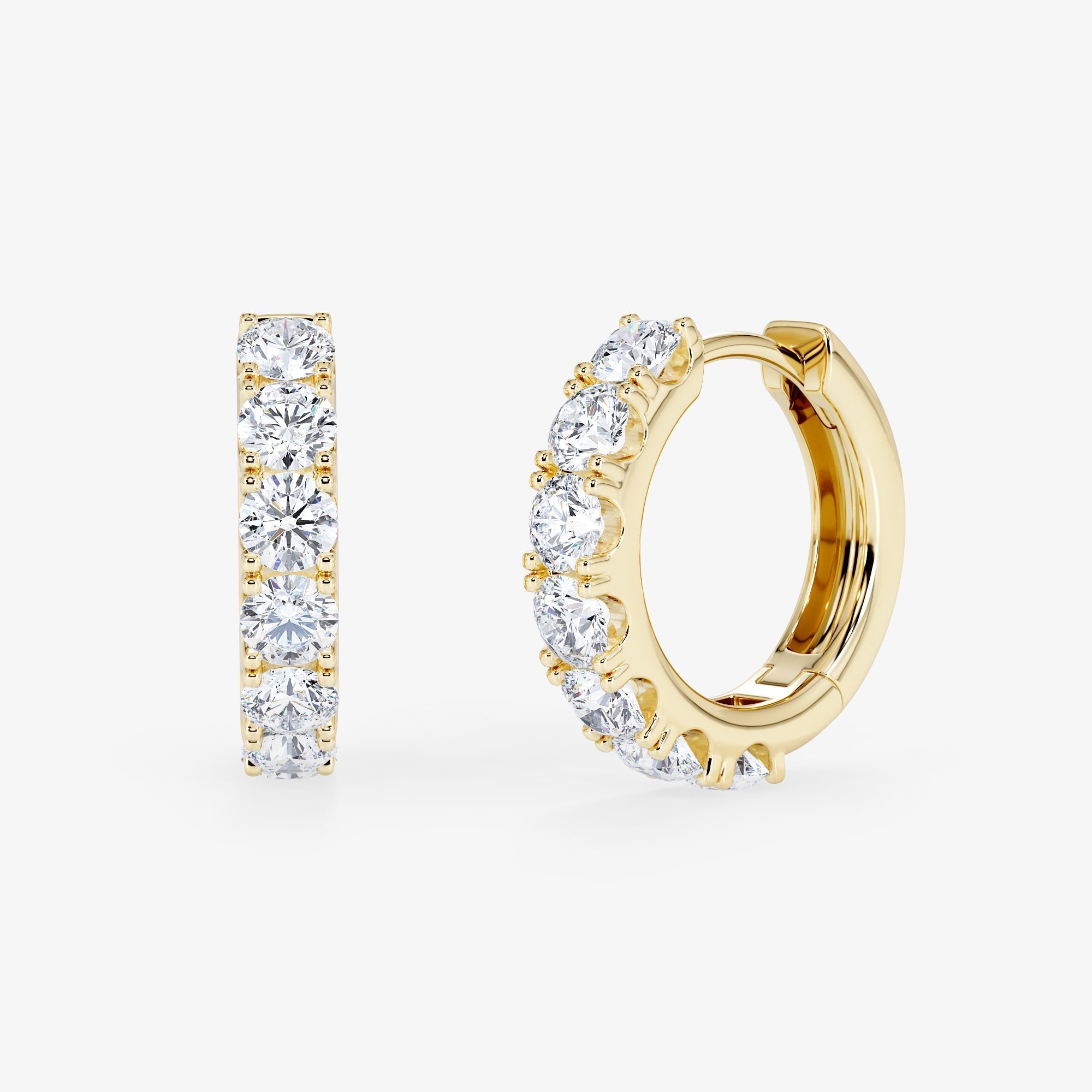 Tennis Hoop Huggie Earrings Yellow Gold - Royal Coster Diamonds